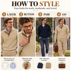 Men's Jacquard Stand Collar Pullover Sweater