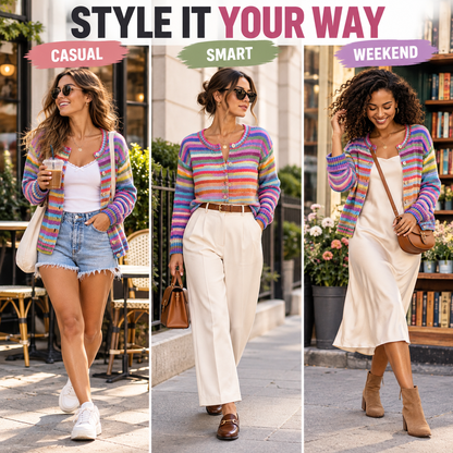 Rainbow Stripe Relaxed Knit Cardigan