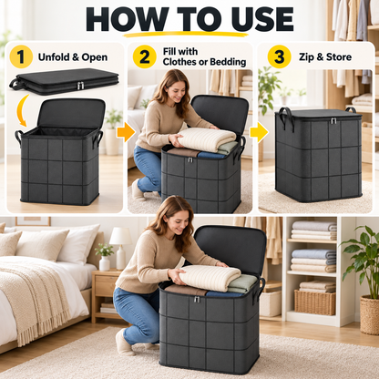 220L Foldable Storage Bag – Extra Large Organizer for Clothes, Blankets & Bedding