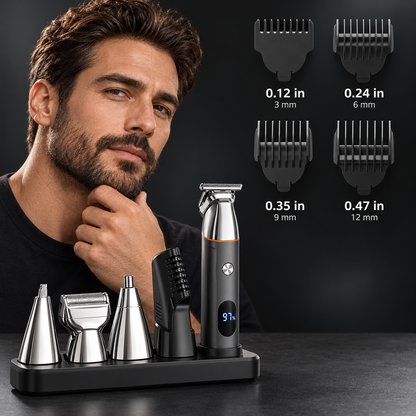 5-in-1 Men's Grooming Kit – Magnetic Heads, Precision Trimming & USB Rechargeable