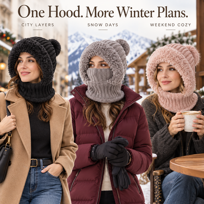 3-in-1 Women’s Winter Balaclava Hood – Fleece-Lined Hat, Scarf & Face Cover