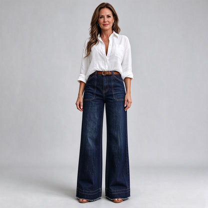 Vintage High-Waisted Wide-Leg Denim Jeans | Ultra-Soft Comfort & Relaxed Fit
