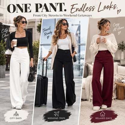 High Waist Wide Leg Pants - Elegant & Comfortable Casual Trousers