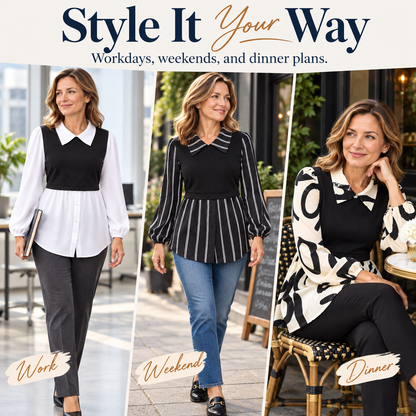 Women’s Layered-Look Collared Tunic – Effortless Everyday Style