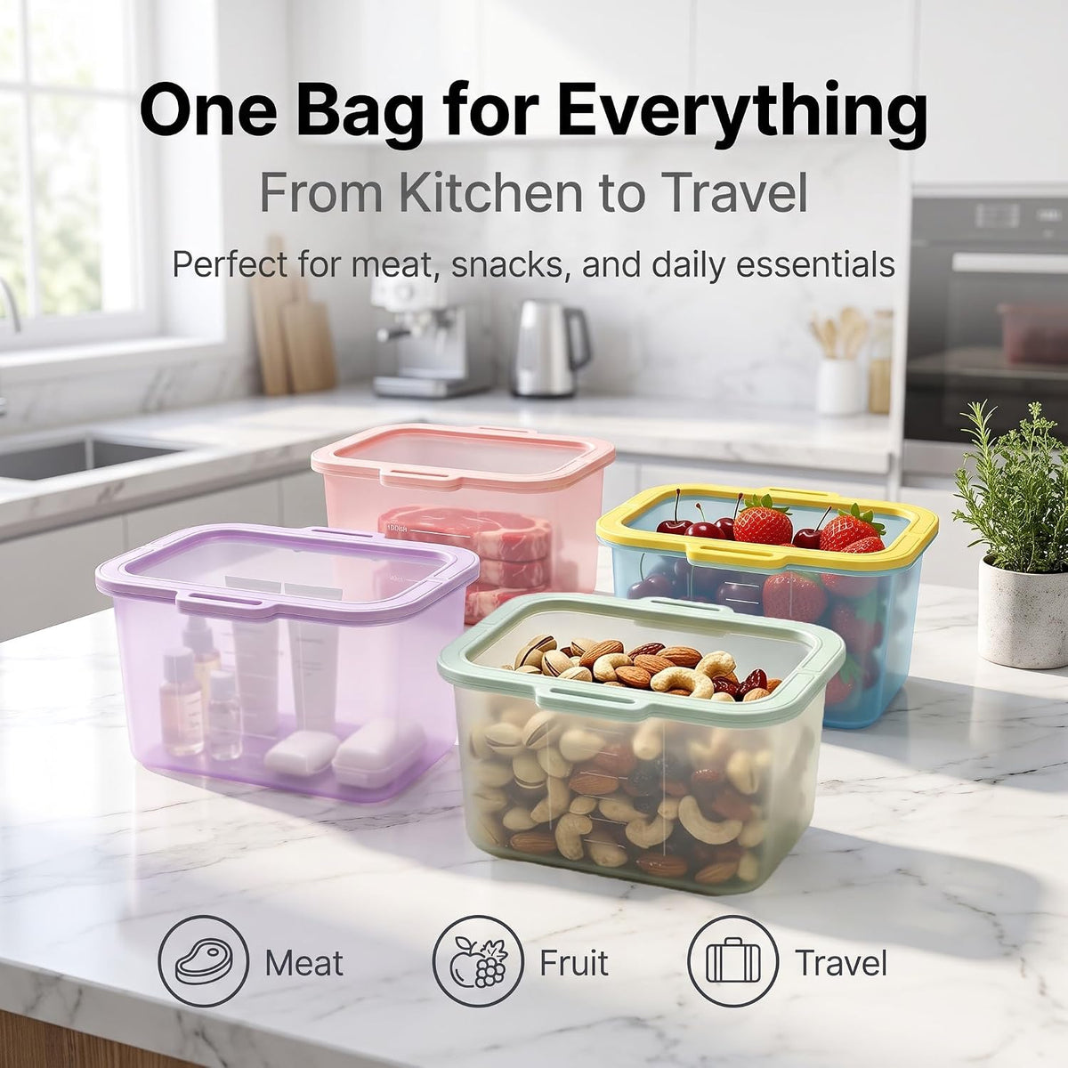 Reusable Silicone Food Storage Bag – Magnetic Seal, Easy Clean, Fridge & Freezer Friendly