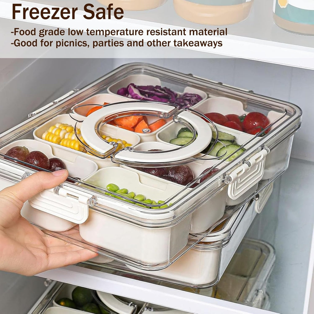 Portable Divided Snack Box — Large Capacity Tray for Picnics, Movies & Travel