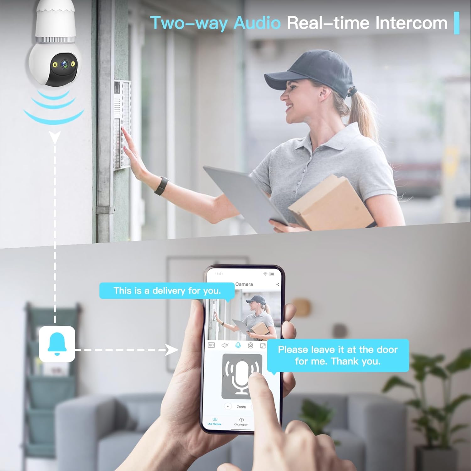 🔥Last Day 49% OFF-4MP Light Bulb Security Camera 5G&2.4GHz Wireless Outdoor Indoor Camera with Night Vision