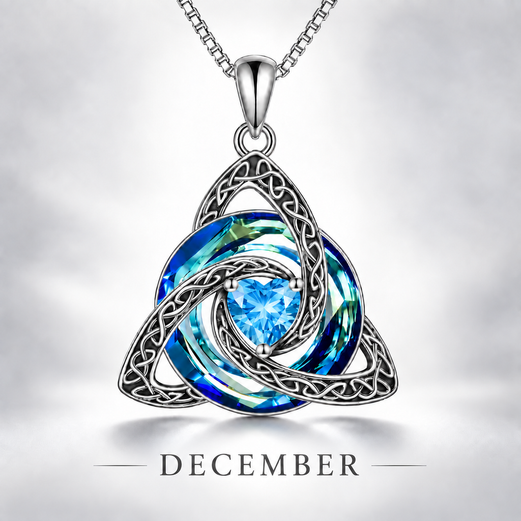 Celtic Trinity Knot Birthstone Necklace - Eternal Love Pendant & Perfect Gift