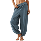 Loose Elastic Waisted Palazzo Harem Pants with Pockets