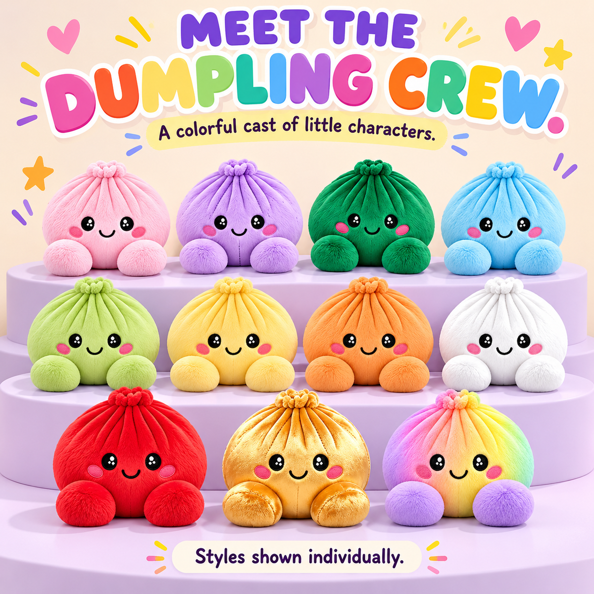 🥟 Cute Dumpling Plush Toy – Soft & Slow-Rebound Stress Relief Stuffed Animal with Bamboo Steamer Case🌈