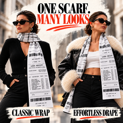 🧣Extra-Long Receipt Print Scarf – Fashionable, Warm & Comfortable🧣