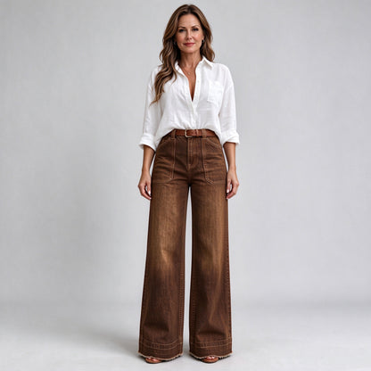 Vintage High-Waisted Wide-Leg Denim Jeans | Ultra-Soft Comfort & Relaxed Fit