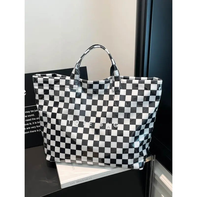 Women's Large Capacity Glossy Tote Bag – Stylish Everyday Carryall for Shopping, Work & Travel
