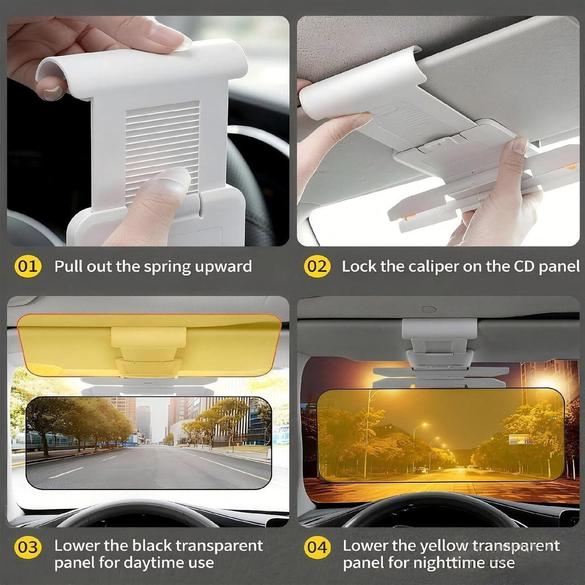 🚗2-in-1 Adjustable Dual-Lens Anti-Glare Car Sun Visor — Safer Driving🚗