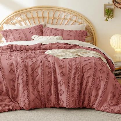 Boho Tufted Embroidery Comforter Set