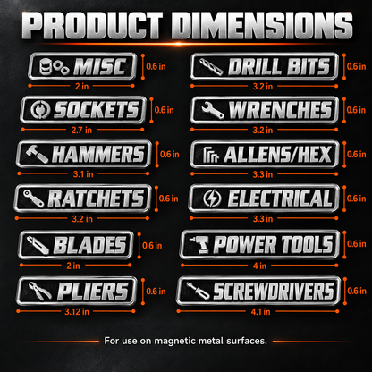 12-Piece Magnetic Toolbox Organizer Labels – Find Your Tools Faster & Keep Drawers Organized