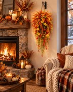 🍂 UV-Resistant Faux Boston Fern Hanging Plant – Cozy Fall & Winter Outdoor Decor