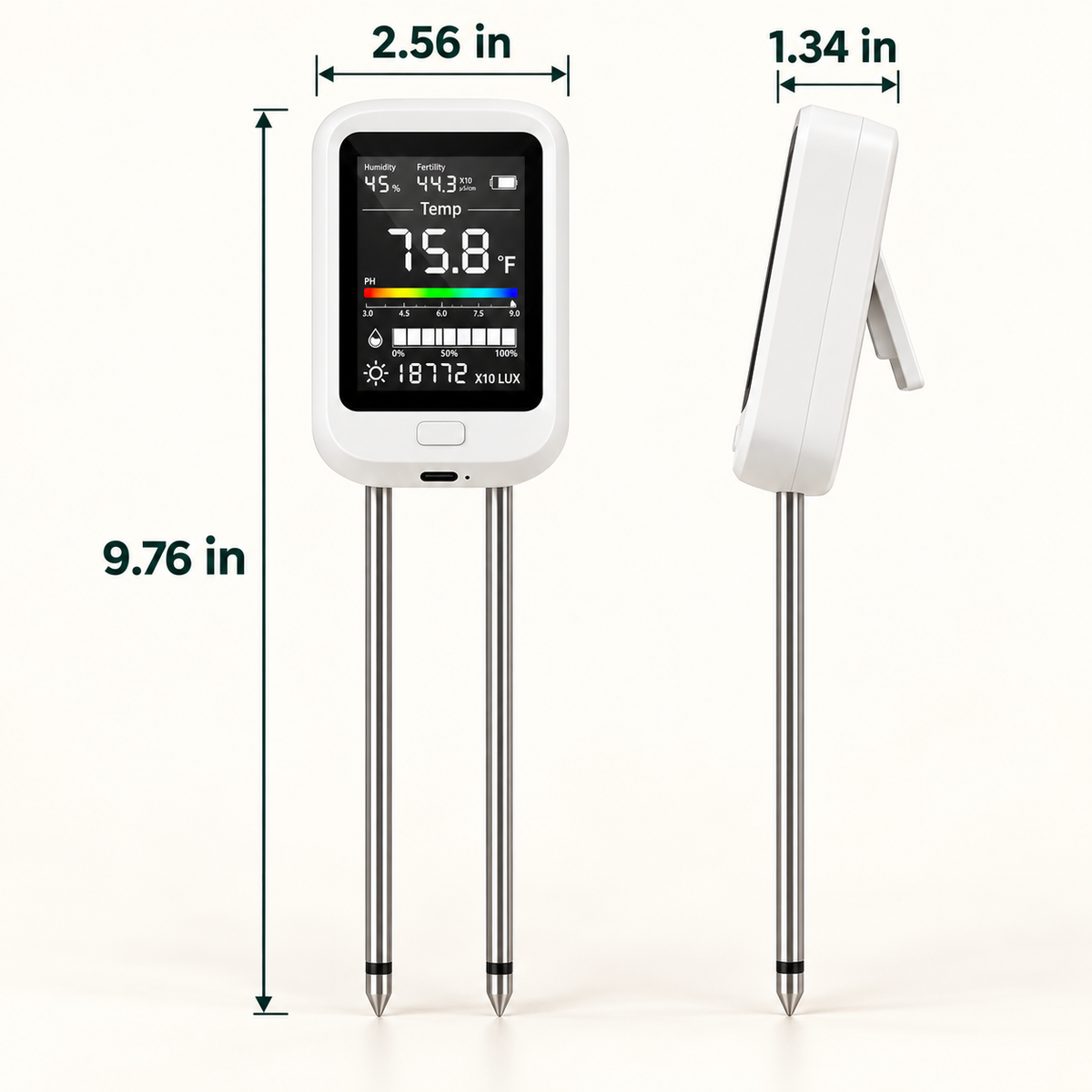 6-in-1 Digital Soil Tester with LCD Display – Moisture, pH, Fertility, Light & Temperature Meter