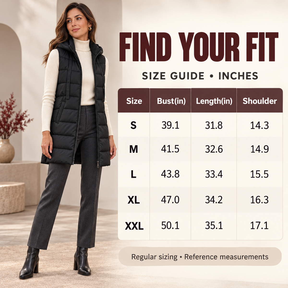 Hooded Long Puffer Vest Without the Bulk