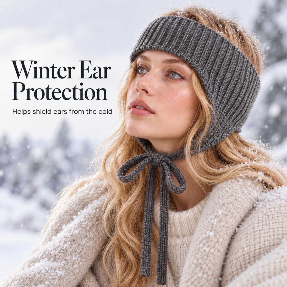 ❄️Women's Knit Ear Warmer Headband – Cap-Friendly Tie-On Design🧣