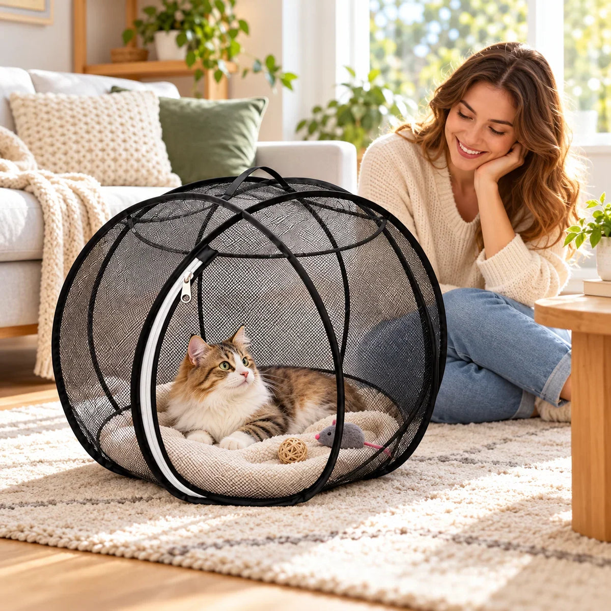 Portable Mesh Cat Playpen – Foldable Indoor & Outdoor Enclosure