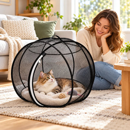 Portable Mesh Cat Playpen – Foldable Indoor & Outdoor Enclosure