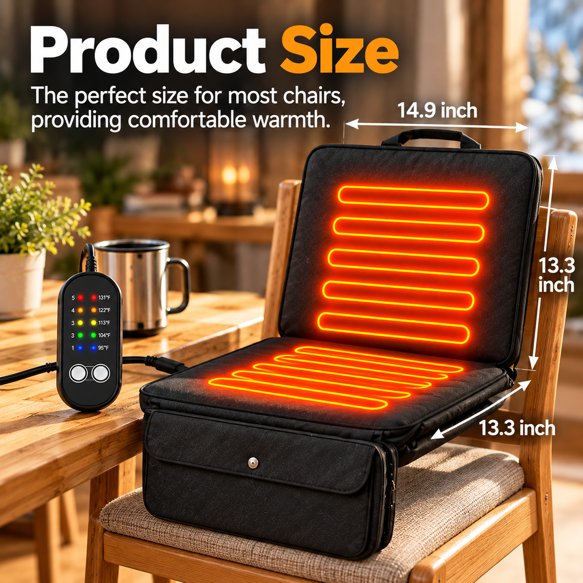 ❄️ Portable, Adjustable Heated Seat Cushion — Say Goodbye to Cold Seats!🔥