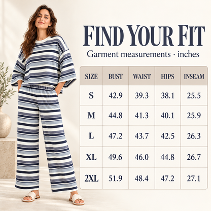 Women's Retro Striped Knit Lounge Set – Soft, Relaxed & Effortlessly Stylish