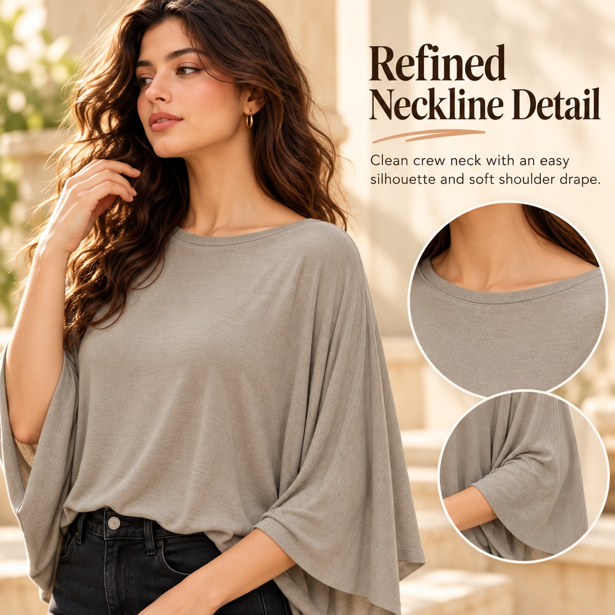 ✨ Oversized Batwing Sleeve Tee – Relaxed Fit, Effortless Style! 💕