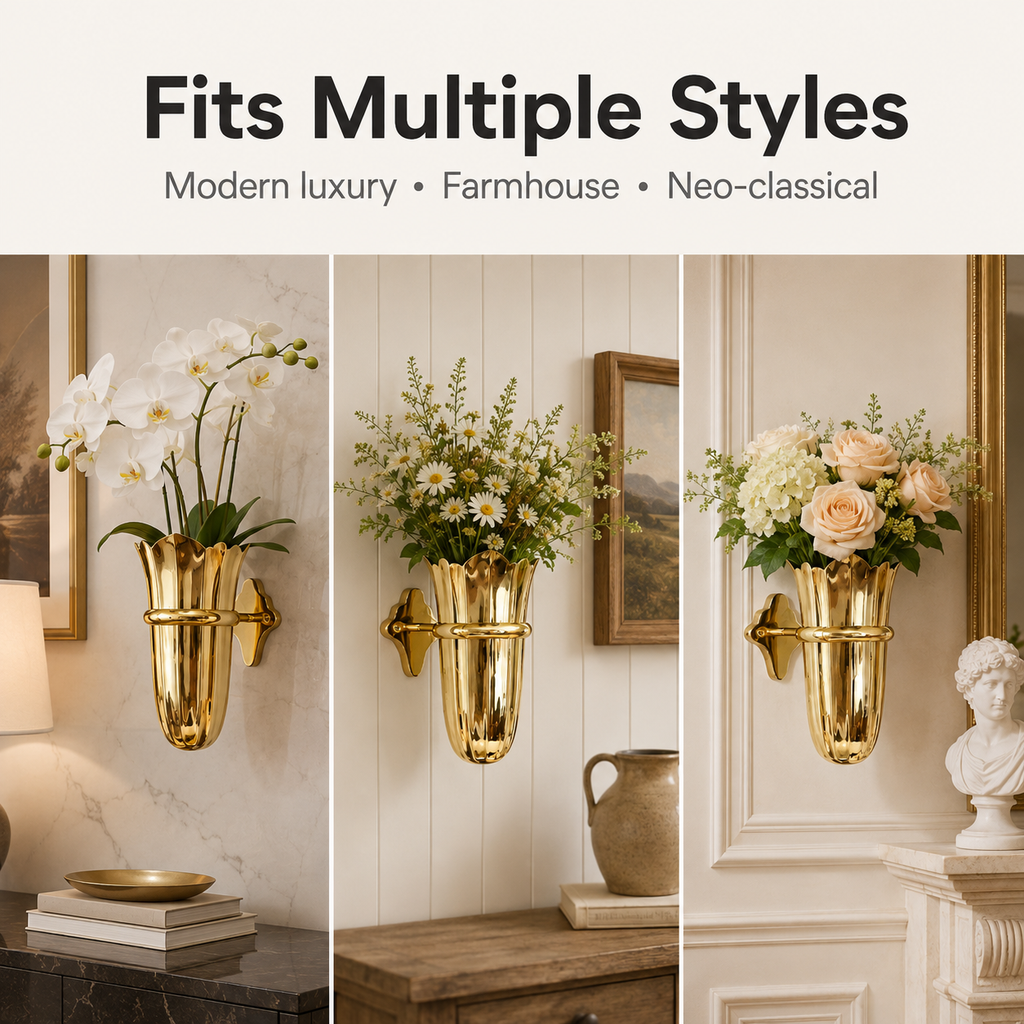 Luxury Gold Wall-Mounted Floral Vase