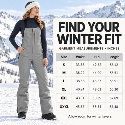 Women’s Waterproof Insulated Ski Bibs – Warm, Adjustable & Snow-Ready