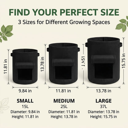 2-Pack Potato Grow Bags with Harvest Window – Breathable Fabric Planters with Handles, Easy Harvest & Reusable Design