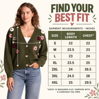 Vintage Floral Embroidered Button-Down Knit Cardigan Sweater