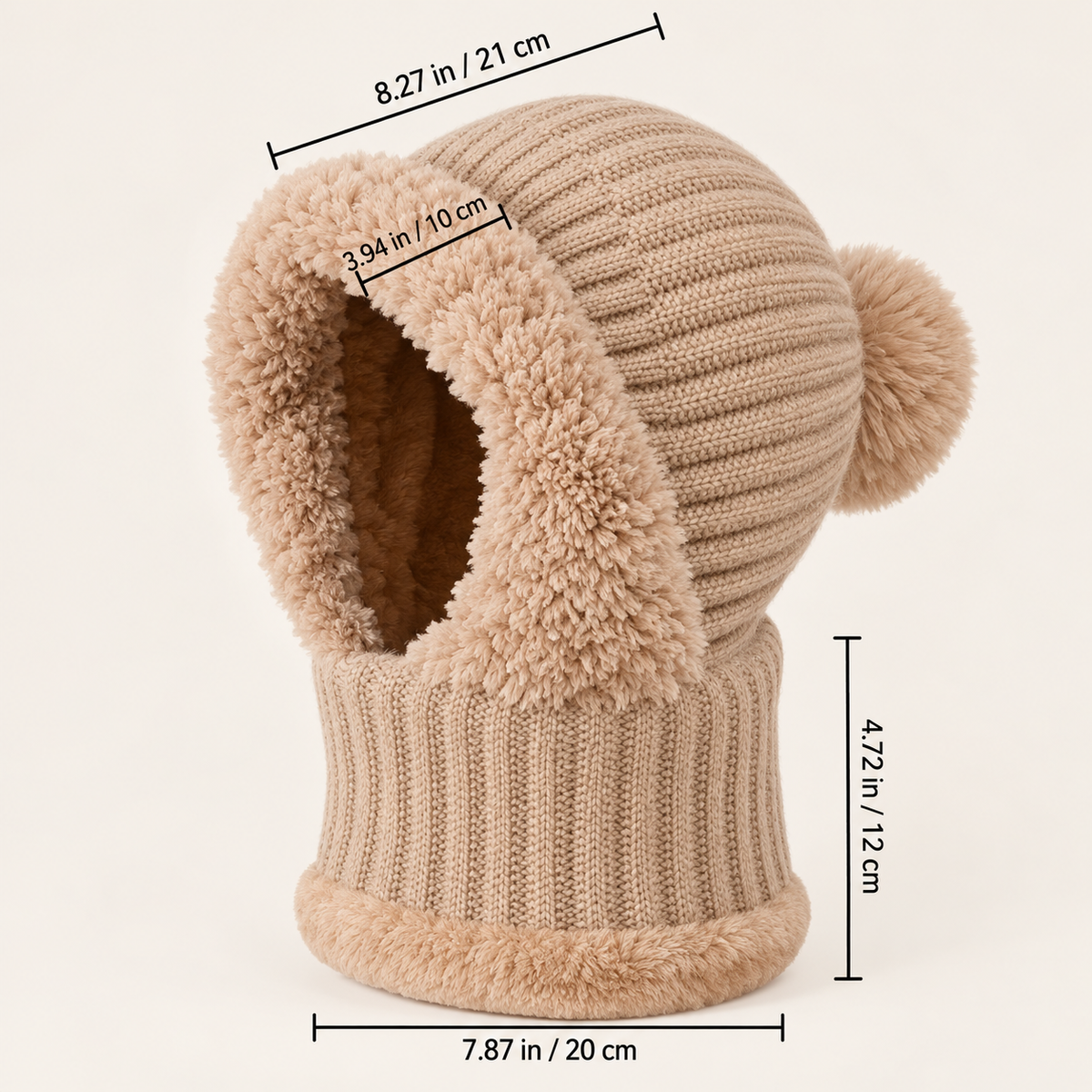 3-in-1 Women’s Winter Balaclava Hood – Fleece-Lined Hat, Scarf & Face Cover