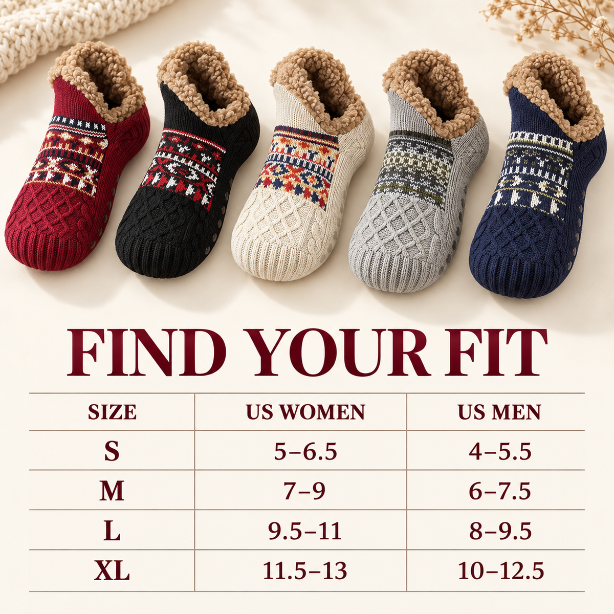 Cozy Non-Slip Slipper Socks – Ultra-Soft Fleece Lining & Stretchy Comfort