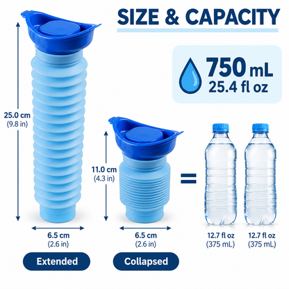 Collapsible Portable Emergency Urinal for Travel, Camping & Daily Care