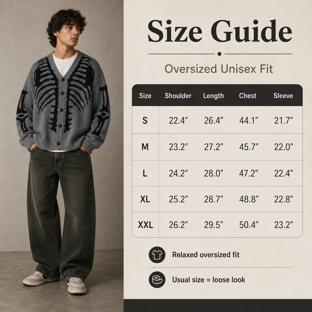 Skeleton Ribcage Oversized Knit Button Cardigan