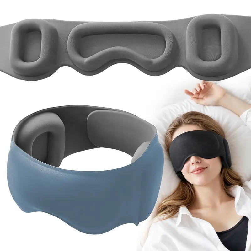 😴3D Contoured Sleep Mask with Ear Cushions – Light Blocking, Weighted Comfort 🌙