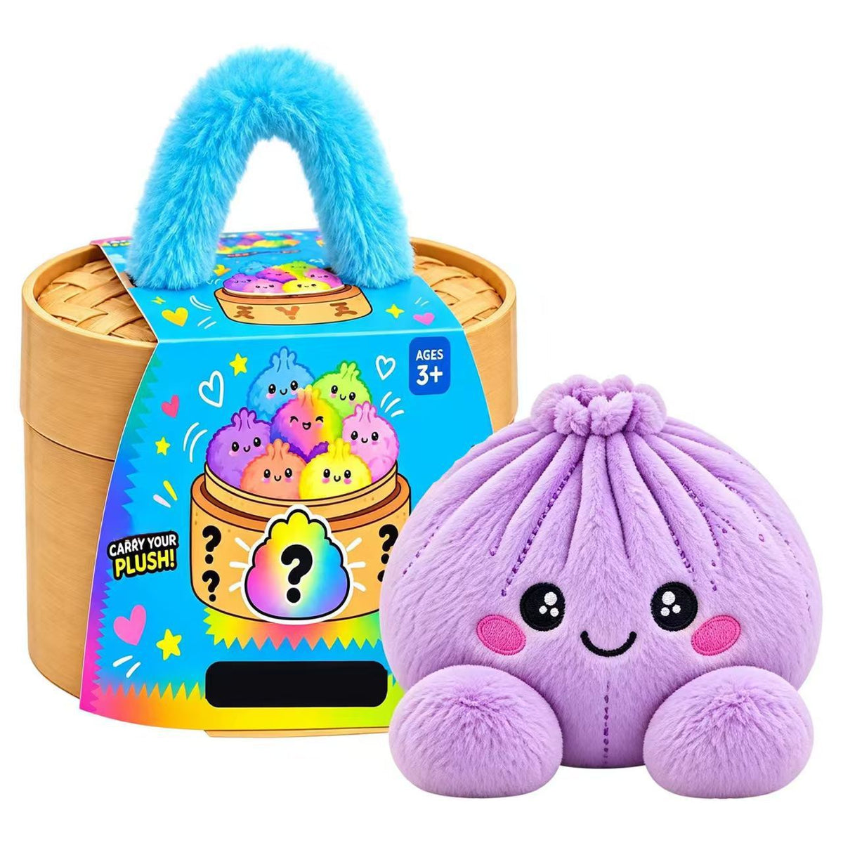 🥟 Cute Dumpling Plush Toy – Soft & Slow-Rebound Stress Relief Stuffed Animal with Bamboo Steamer Case🌈
