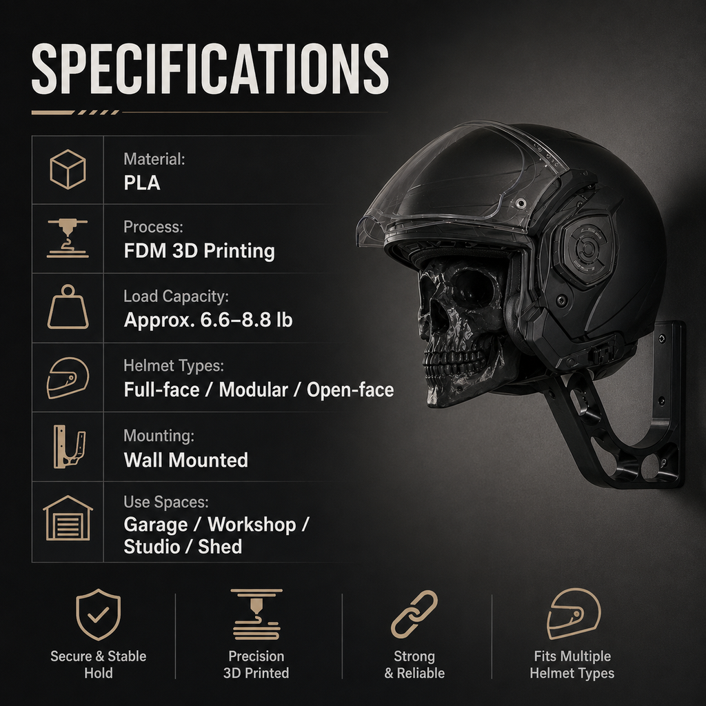 Skull Motorcycle Helmet Wall Mount