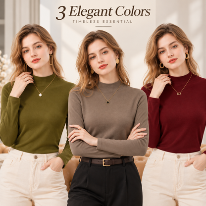Women's Slim-Fit Mock Neck Knit Top （3pack）