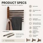 Premium Walnut Rotating Wall Rack for Clothes & Towels