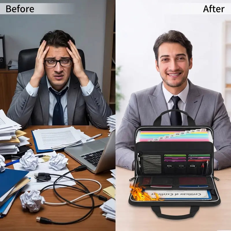 🛡️ Asset Safe Haven | Heavy-Duty Fireproof & Waterproof Expanding File Organizer Bag with Portable Handle 📁