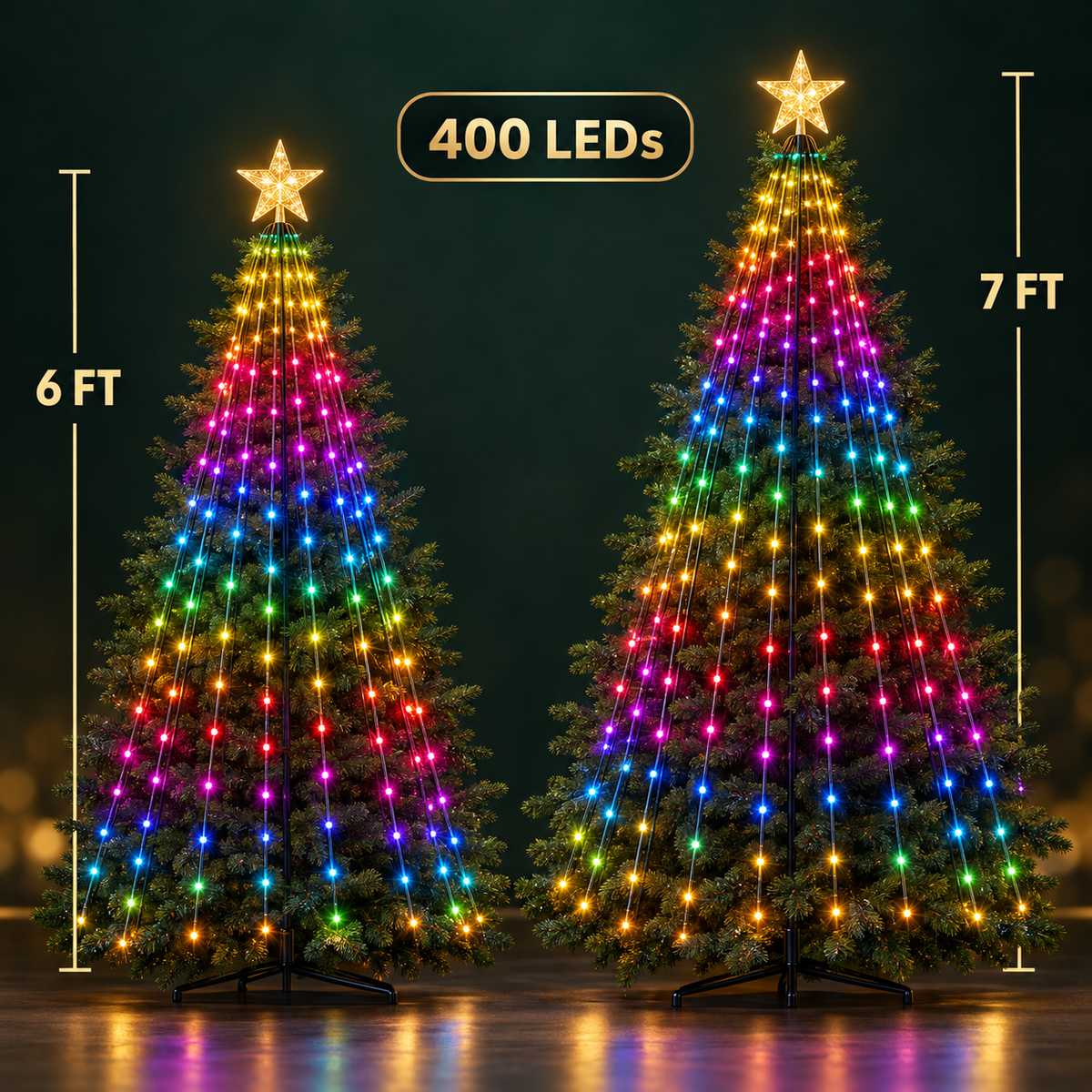 Smart RGB Christmas Tree Lights with App & Music Sync