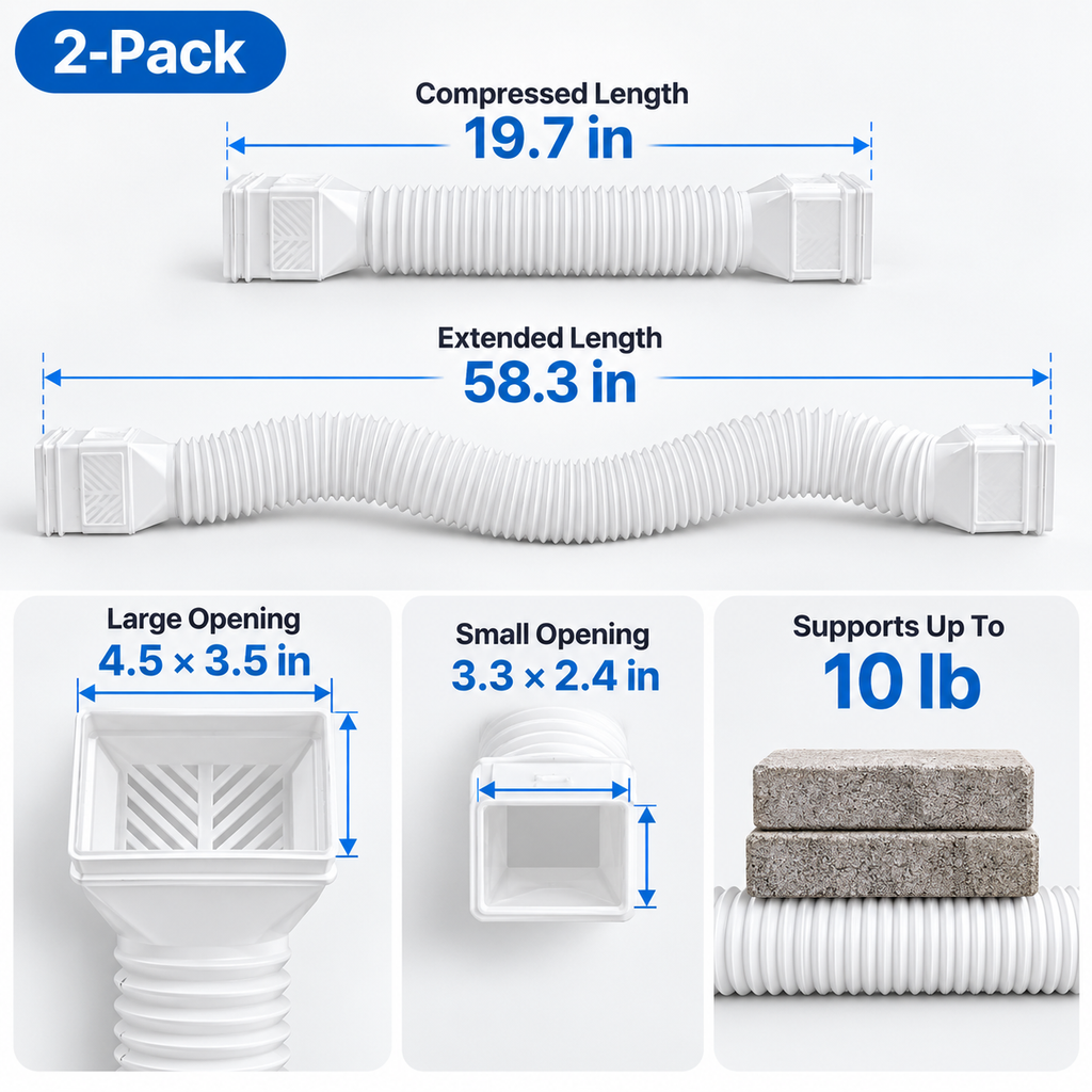 Flexible Downspout Extender & Rainwater Drainage Pipe for Home Foundation