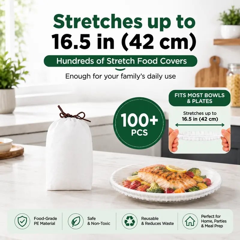 🔥100Pcs Versatile Stretch-to-Fit Disposable Food Covers Fresh Keeping Bags
