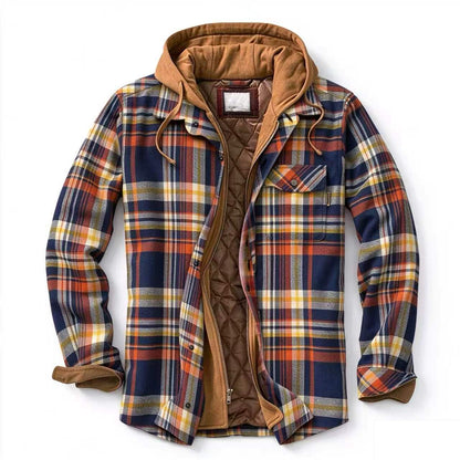 Men’s Quilted Flannel Hooded Shirt Jacket