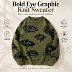 All-Over Eye Graphic Oversized Knit Sweater