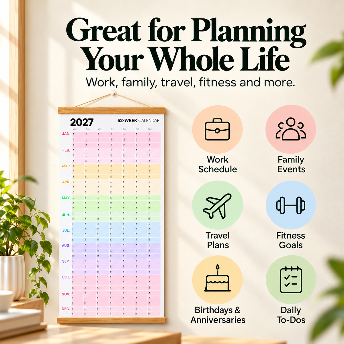 2027 wall calendar showing possible uses for work family travel fitness birthdays and daily tasks