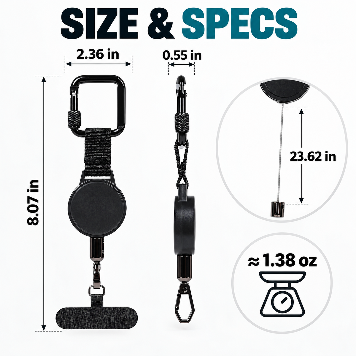 Retractable Steel Tether with Locking Carabiner – Secure Your Phone, Keys & Essentials Anywhere